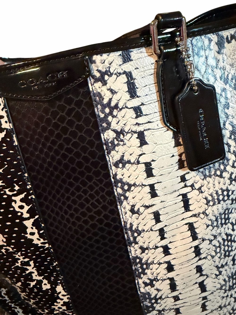 Coach Black & White Snakeskin Exotic Mix Print Tote 
NWT - Picture 3 of 9